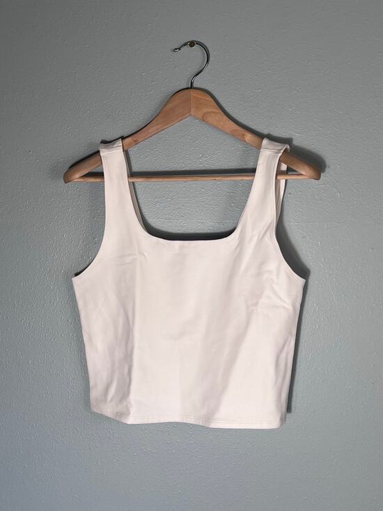 Pact Organic Tops - Pact Organic Cotton Sz L Cropped Tank Ivory New Capsule Basic Minimalist Layer